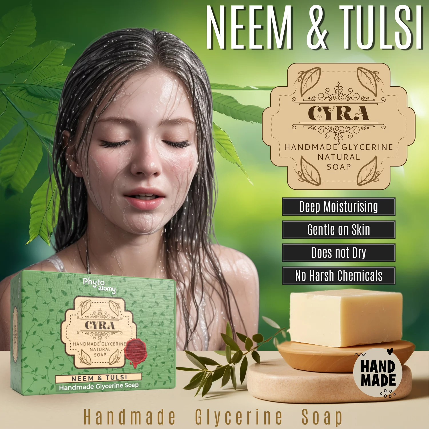 Neem & Tulsi Glycerine Soap (100g)